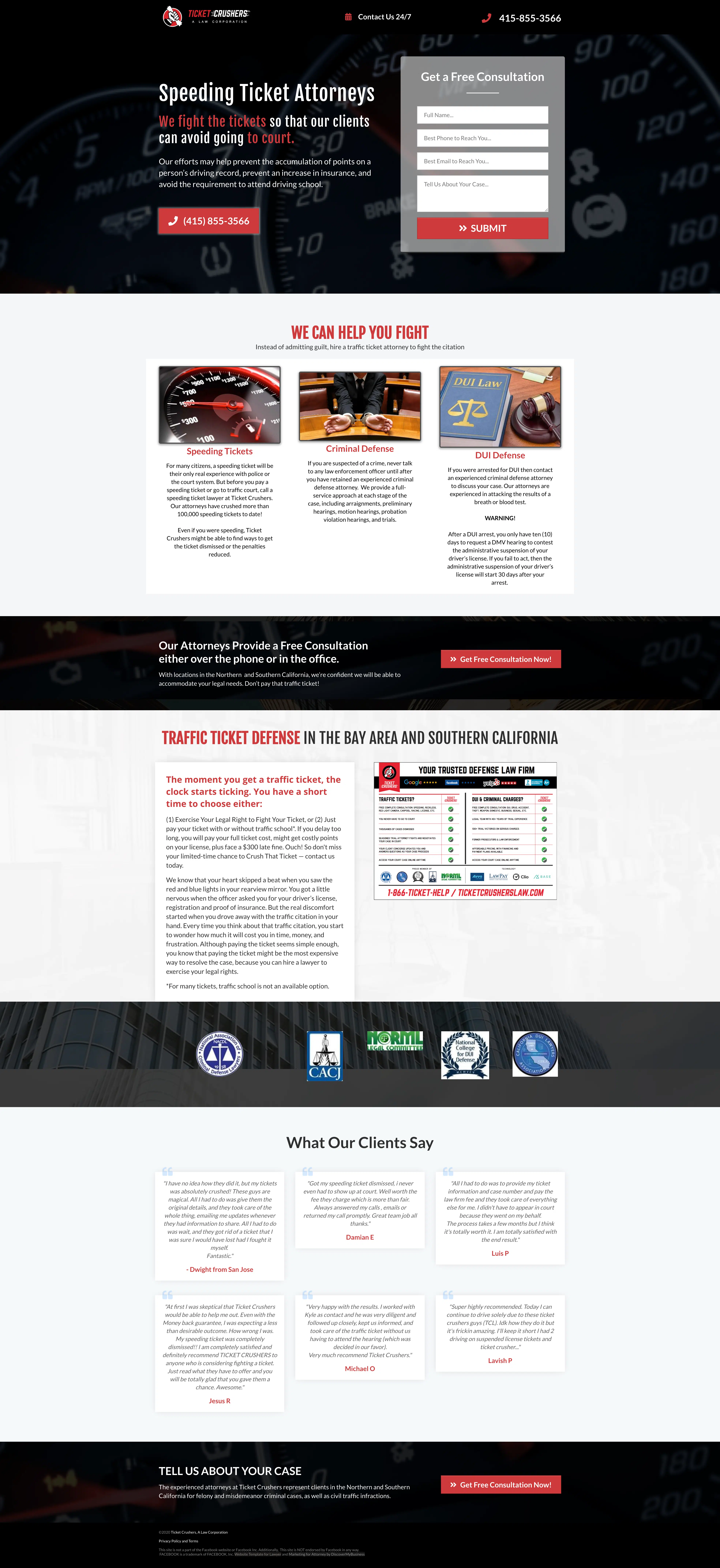 Landing Page for Speeding Ticket Attorneys